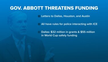 Governor Greg Abbott threatens to cut funding from Dallas Police because of immigration orders