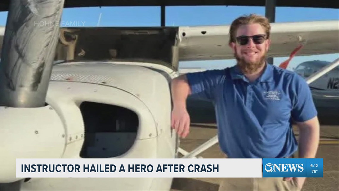 Instructor hailed a hero after crash