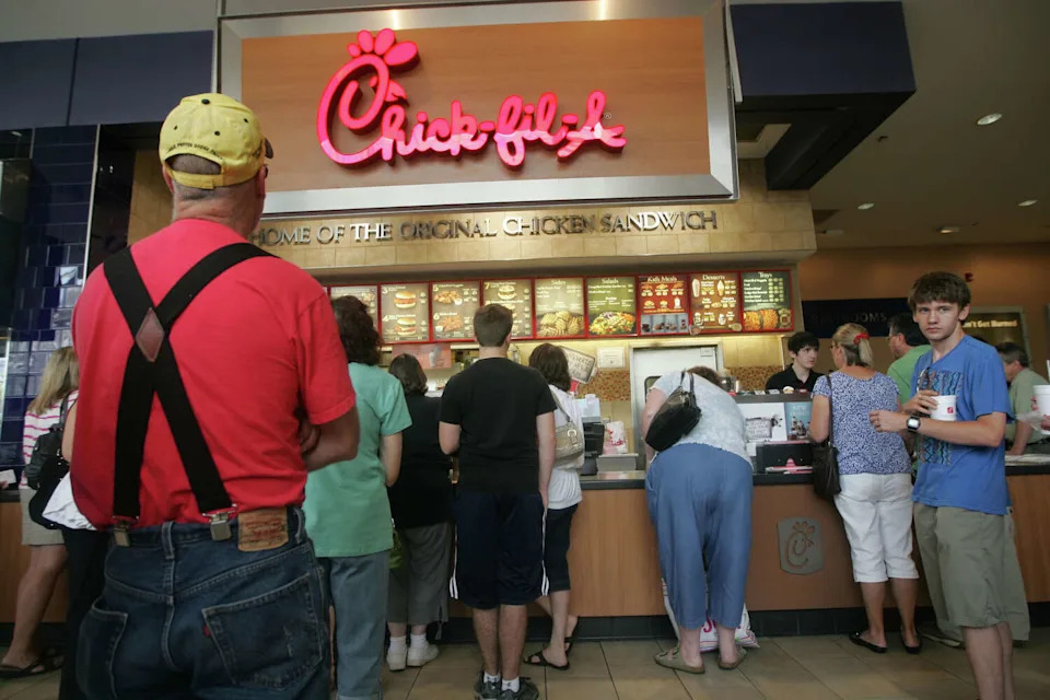 In August 2012, hundreds of people waited in line at a Chick-Fil-A to support President Dan Cathy's right to have a stance against gay marriage. Some customers agreed with Cathy's opinion and others simply wanted to defend his right to free speech. (KEVIN R. WEXLER/KEVIN R. WEXLER/ STAFF PHOTOGRAP)