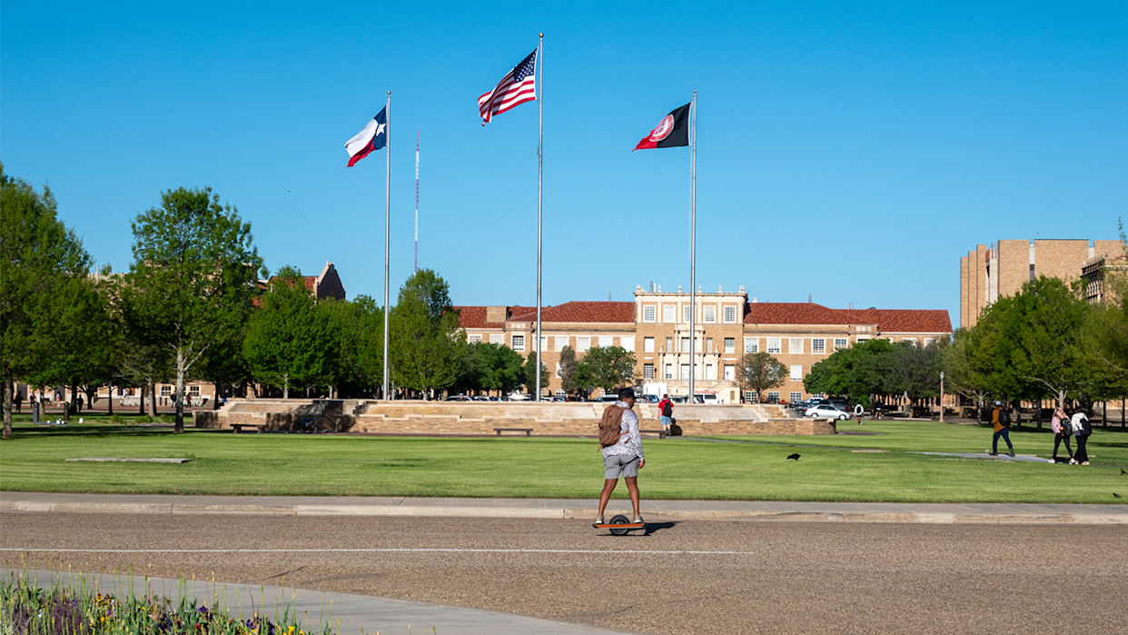 Texas Tech instructions displayed on a screen about race and gender.