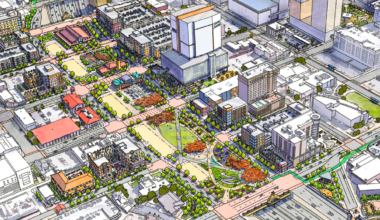 A picture of a rendering of the proposed El Paso Deck Plaza.