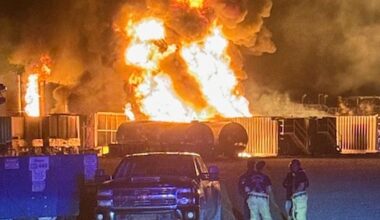 A well site explosion triggers a large fire and evacuations in Texas, but no injuries :: WRAL.com