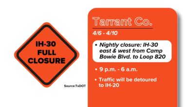 Overnight full I-30 closures planned in West Fort Worth