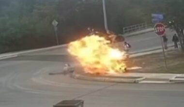 Motorcycle crash, explosion narrowly misses children on sidewalk in Texas