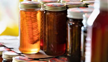 Jars of fresh honey.