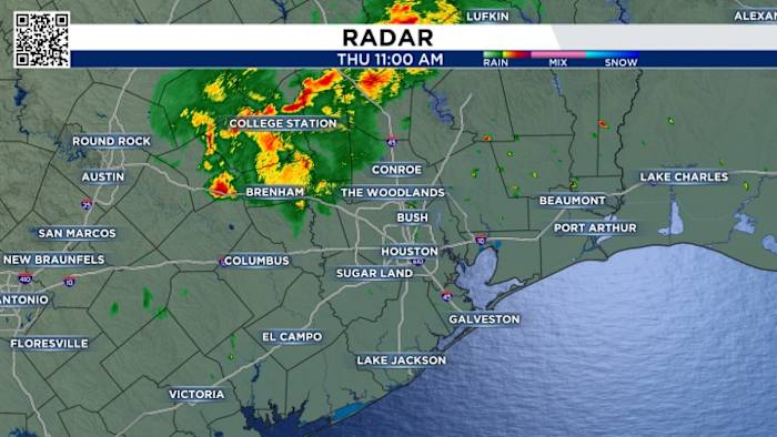 Line of storms moving into Houston area Thursday
