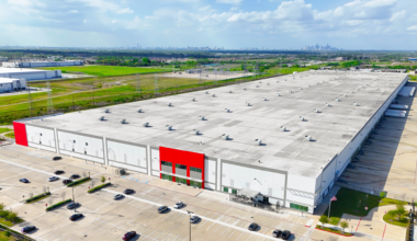 An aerial view of the Houston receive center