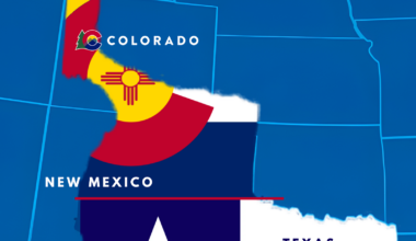 Map of lower United States to include portion of northern New Mexico to become Colorado