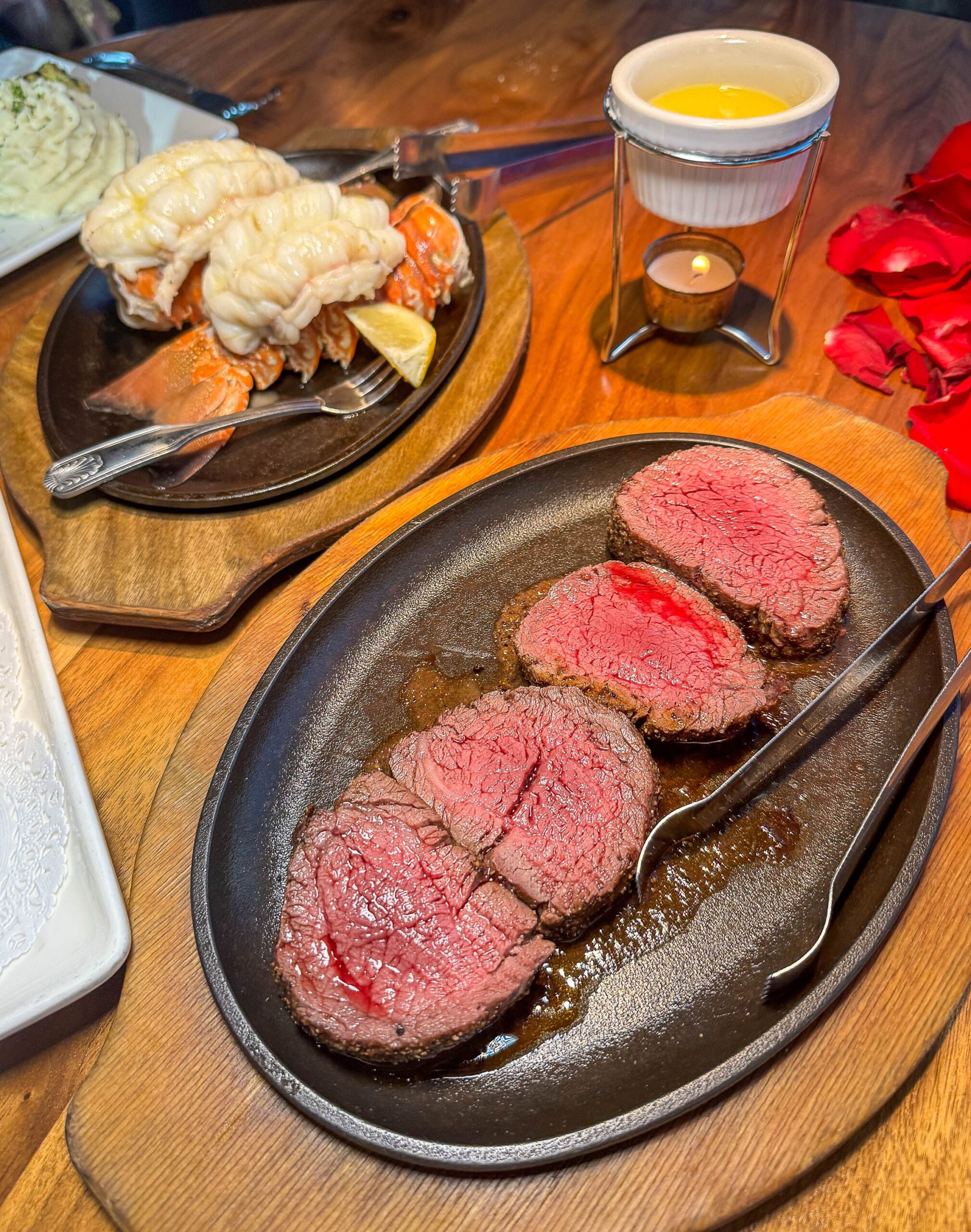 steak and lobster at Perry's