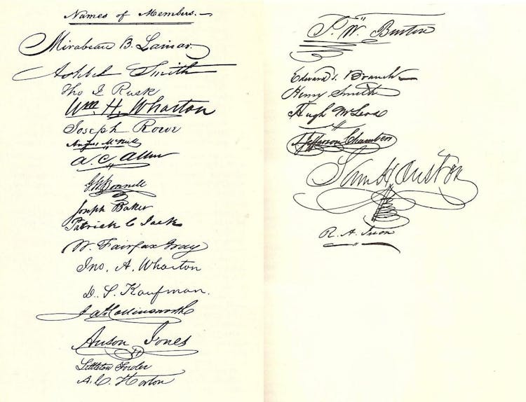 Philosophical Society of Texas signatures