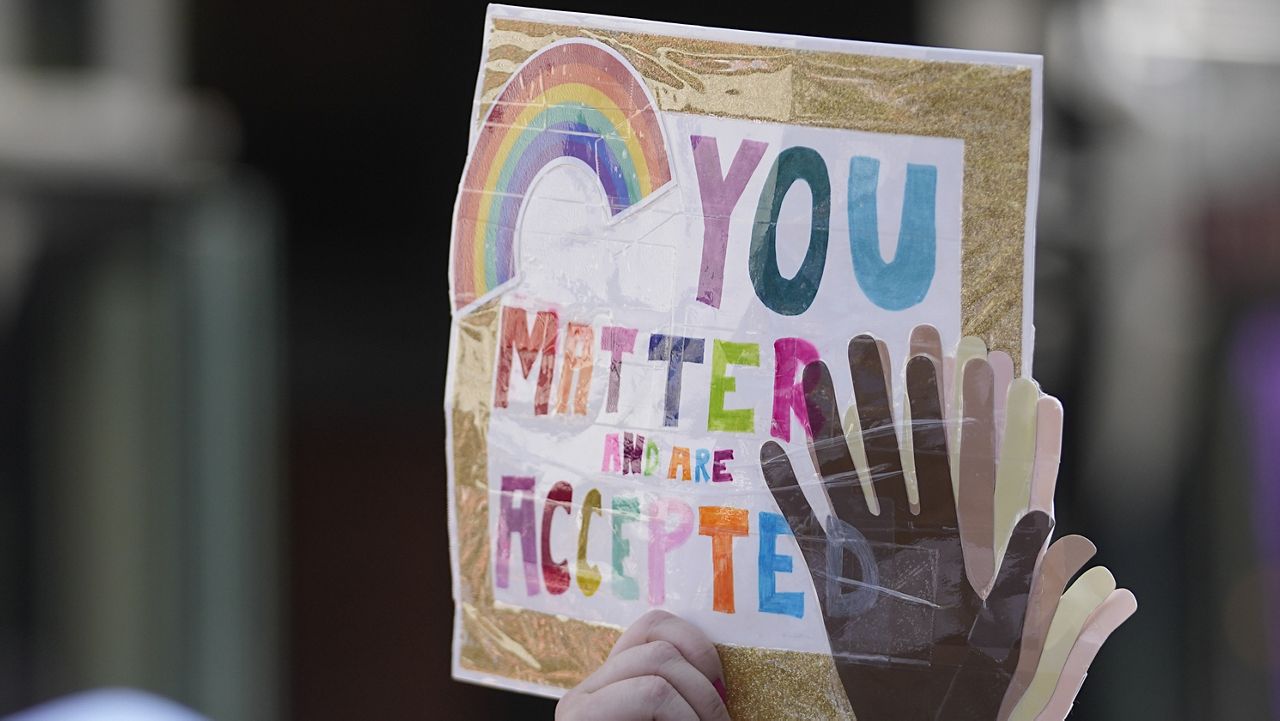 Pride sign. (AP Photo)