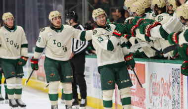 IOWA STAVES OFF TEXAS RALLY, TAKES 5-2 ROAD WIN