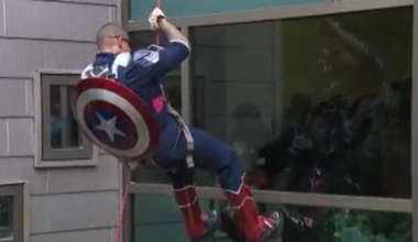 APD officers, healthcare workers rappel down Dell Children's dressed as superheroes