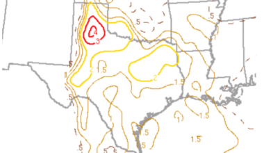Alt text: Image of the Significant Hail Parameter on June 2, 2024.