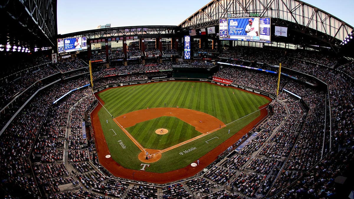 A general view of the Texas Rangers and Houston Astros game at Globe Life Field in Arlington, Texas.