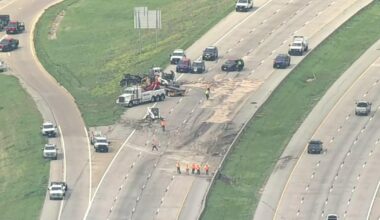Semi truck crash leaves giant mess on Fort Worth highway, eastbound lanes closed
