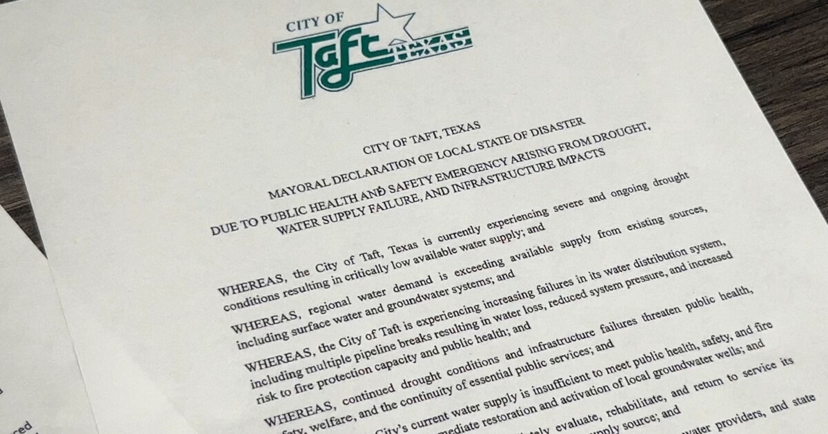 Taft declares a state of disaster over severe drought conditions