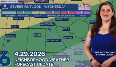 Strong storms possible for inland neighborhoods of the Coastal Bend