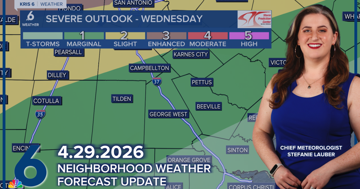 Strong storms possible for inland neighborhoods of the Coastal Bend
