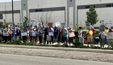 Large crowd protests in front of the proposed ICE processing facility in southeast San Antonio