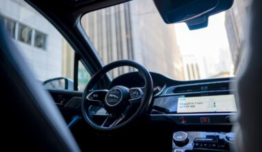 The interior of a Waymo robotaxi