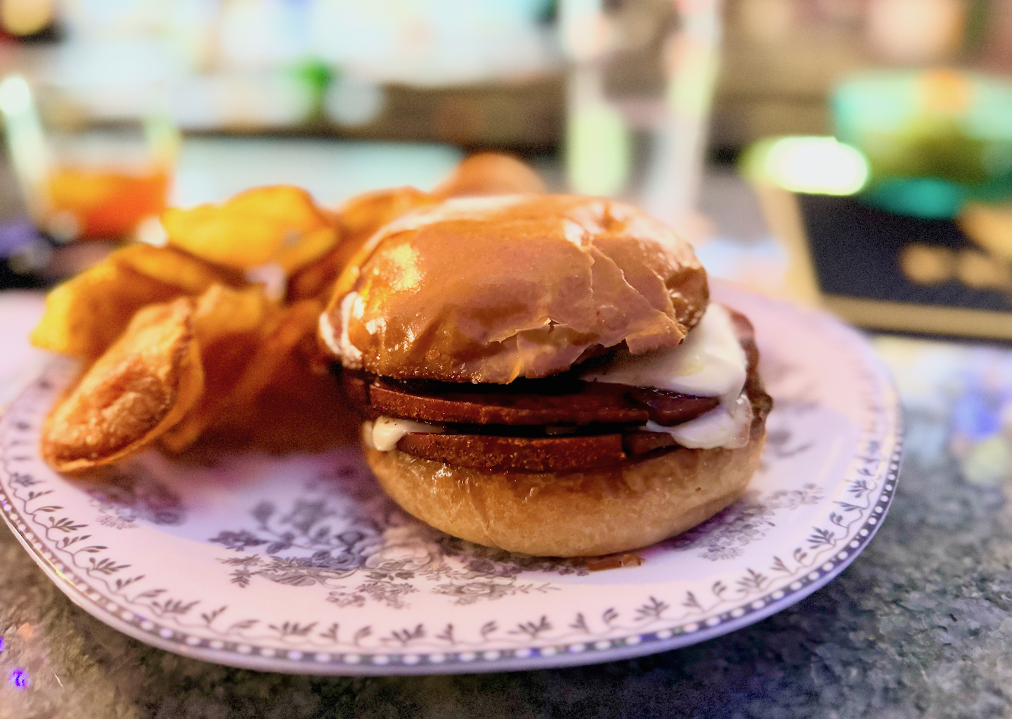 a bologna sandwich sitting on the bar in Dallas.