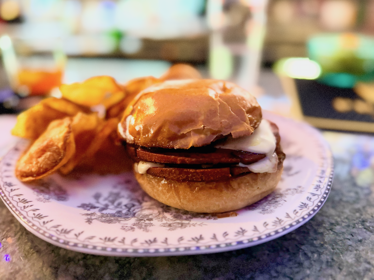 a bologna sandwich sitting on the bar in Dallas.