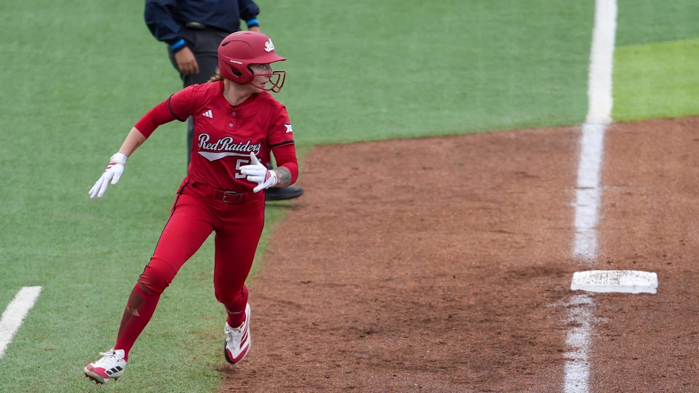 Texas Tech's Kaitlyn Terry heads for home against Baylor during a Big 12 Conference softball game, Friday, May 1, 2026, at Tracy Sellers Field.