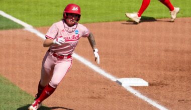 Texas Tech's Kaitlyn Terry scores a run against Marist during a game in the Lubbock Regional of the NCAA Division I softball tournament, Friday, May 15, 2026, at Tracy Sellers Field.