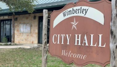 Wimberley City Hall sign. (Spectrum News 1)