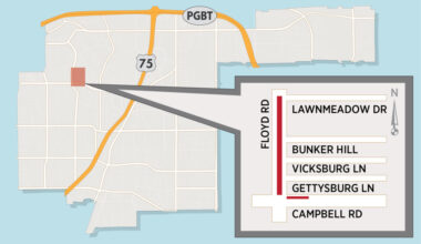 Map of Floyd Road north of Campbell Road