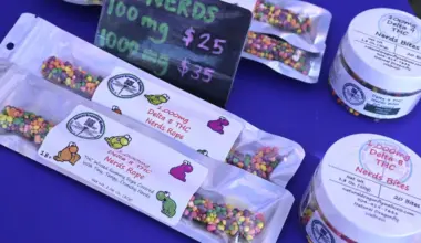 Delta 8 THC Nerds Rope gummies and Delta 8 THC Nerds Bites, legal cannabis products sold by Natural Dragonfly Wellness, are viewed at their booth during the Florida Man Games, Saturday, March 1, 2025, in Elkton, Fla.