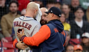 Houston's Christian Walker feels OK after being hit in head by fastball; expects to play Sunday