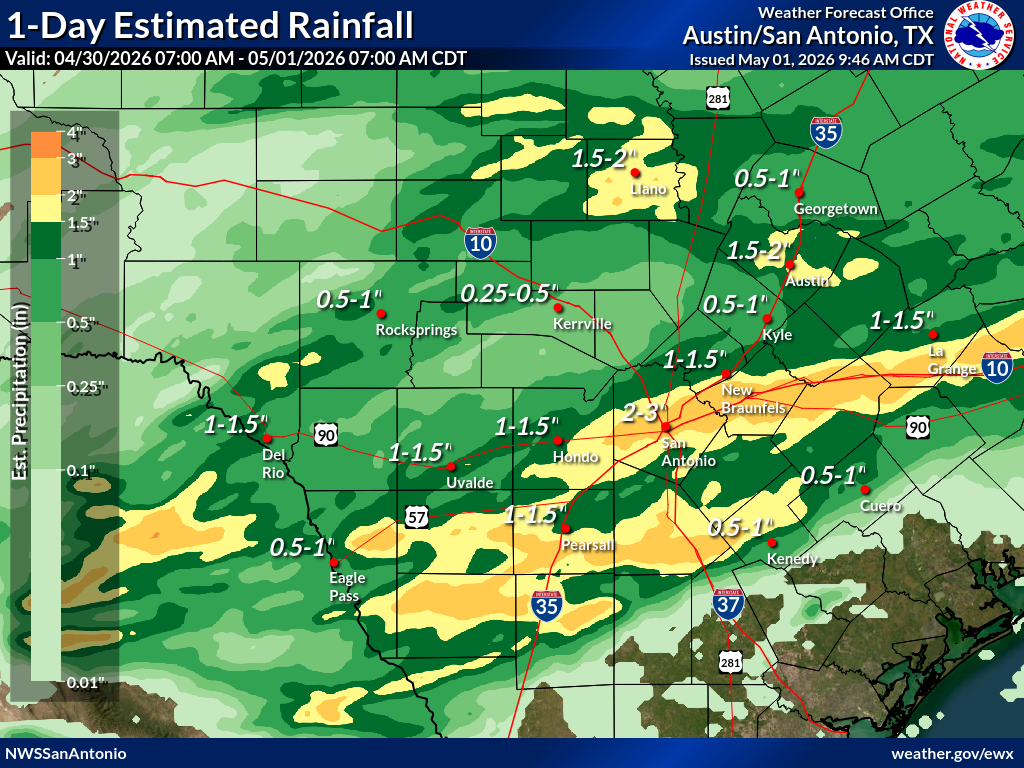 See how much rain fell across Central Texas