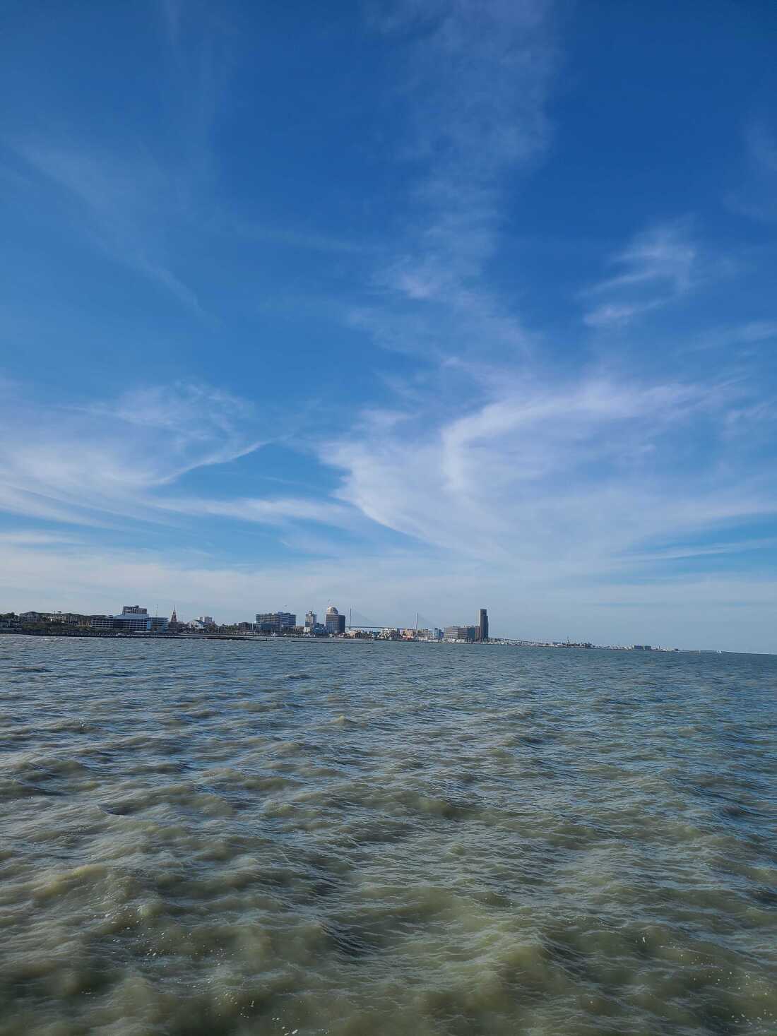 The skyline of Corpus Christi sits along the Gulf Coast, where a prolonged drought has strained the region’s water supply.