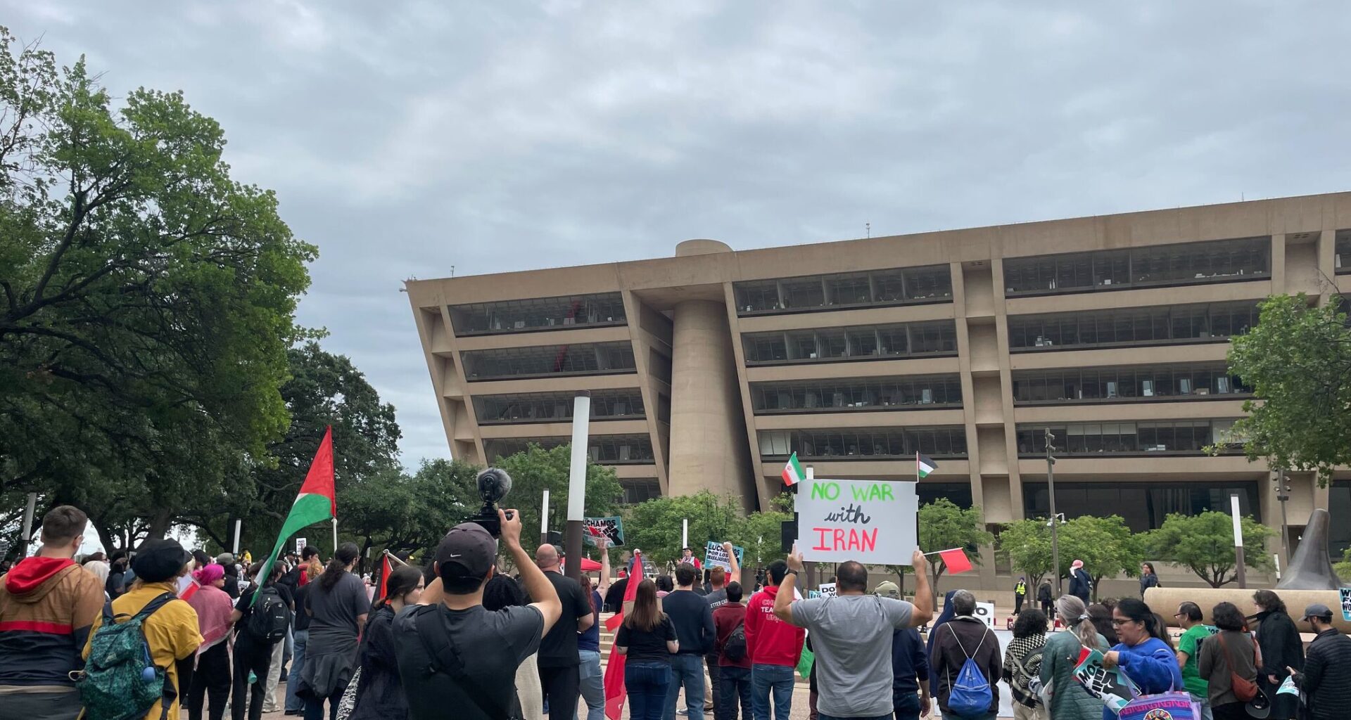 A crowd of more than 100 gather for a May Day rally in downtown at Dallas City Hall at 1500 Marilla St., on Friday May, 1, 2026.