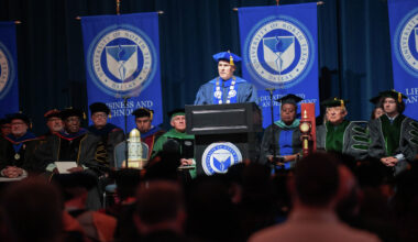 Warren von Eschenbach, president of the University of North Texas at Dallas, gives his remarks at his investiture on May 1, 2026 in Dallas. 