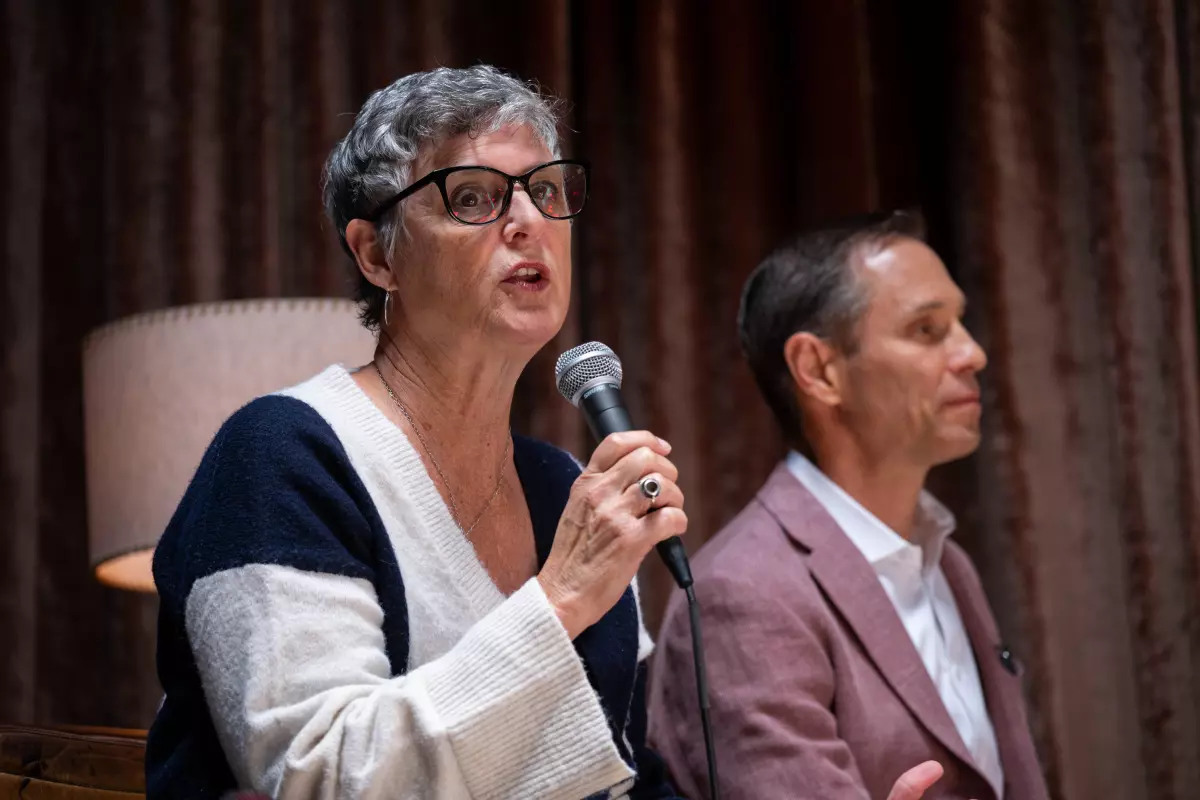 State Sens. Sarah Eckhardt and Nathan Johnson discuss the future of the Democratic Party in Texas during the 'Will Texas Turn Blue Panel?' at the KUT Festival on Saturday.