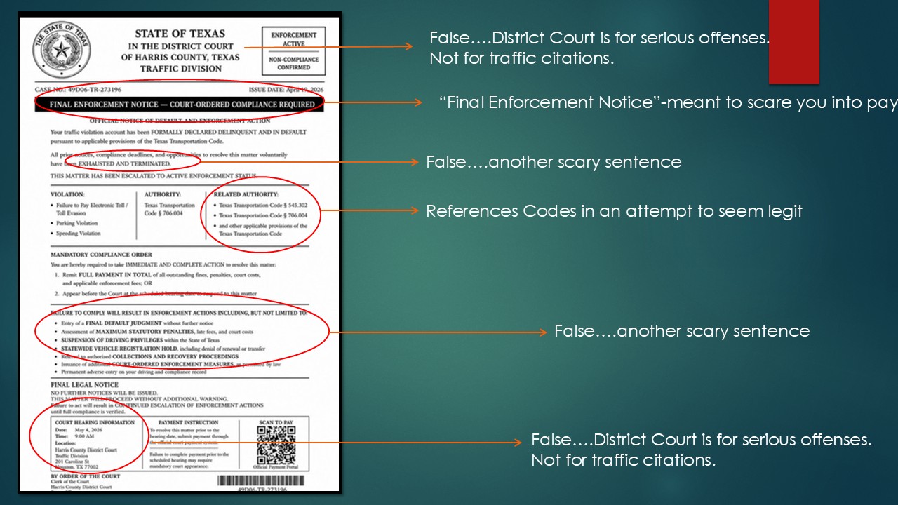 South Texas police warn of fake traffic ticket scams
