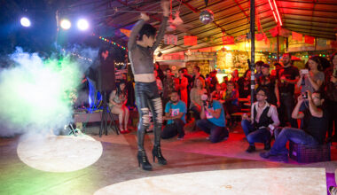 A local performer dazzles La Botanica goers.