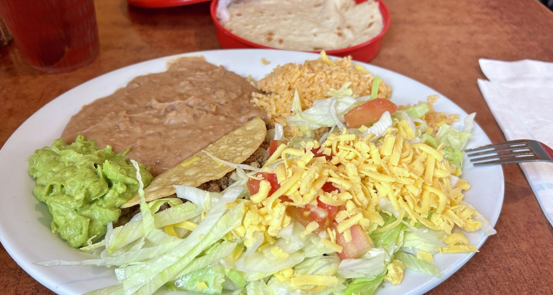 The taco plate from El Rafa's Cafe on Hildebrand Avenue.