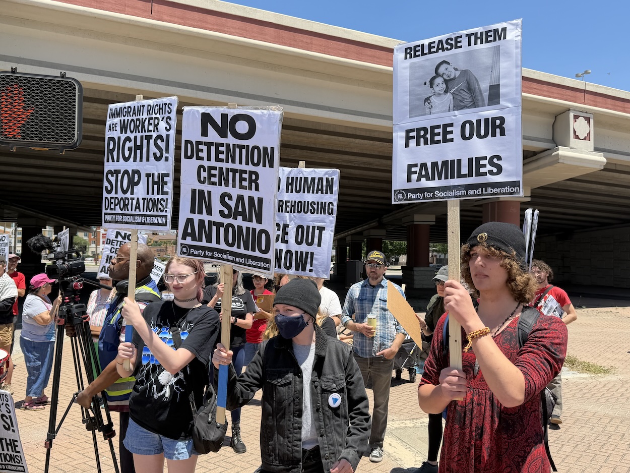 San Antonio protesters seek release of Alamo Heights family taken by ICE at school bus stop