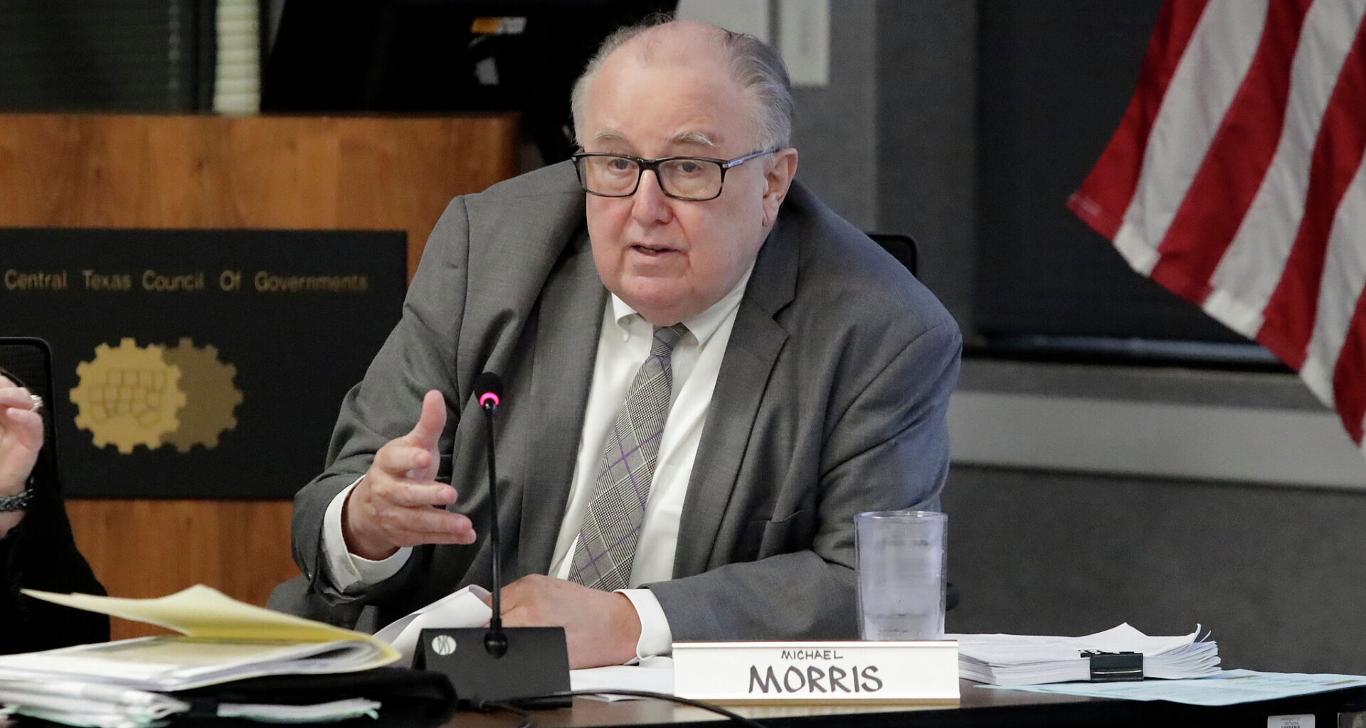 Transportation director Michael Morris speaks during the Regional Transportation Council workshop to discuss the future of DART, held in Arlington on Thursday, Feb. 12, 2026.