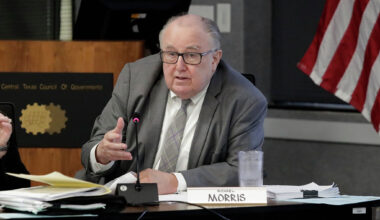Transportation director Michael Morris speaks during the Regional Transportation Council workshop to discuss the future of DART, held in Arlington on Thursday, Feb. 12, 2026.