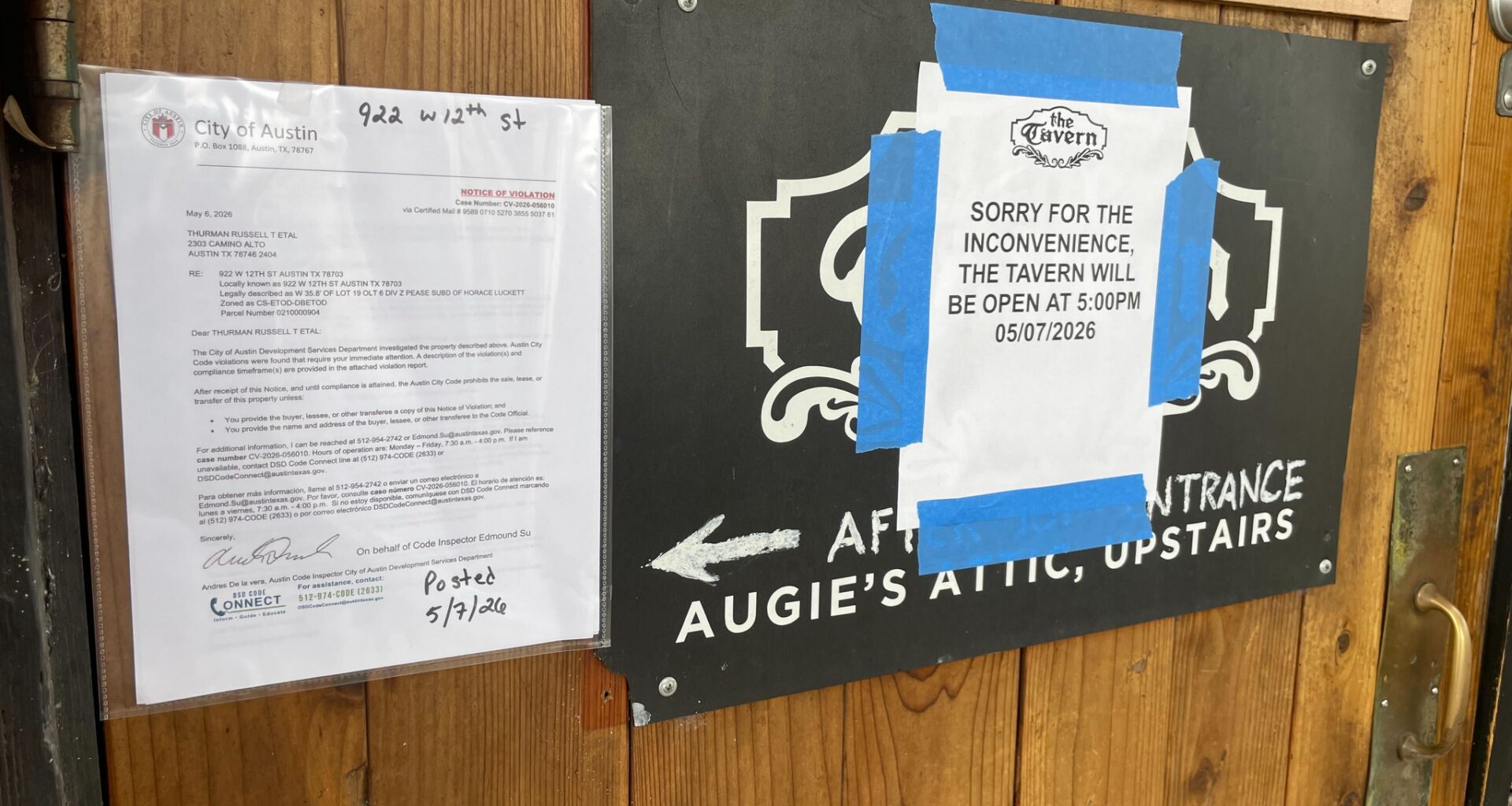 Texas pub The Tavern delays opening over to code violations