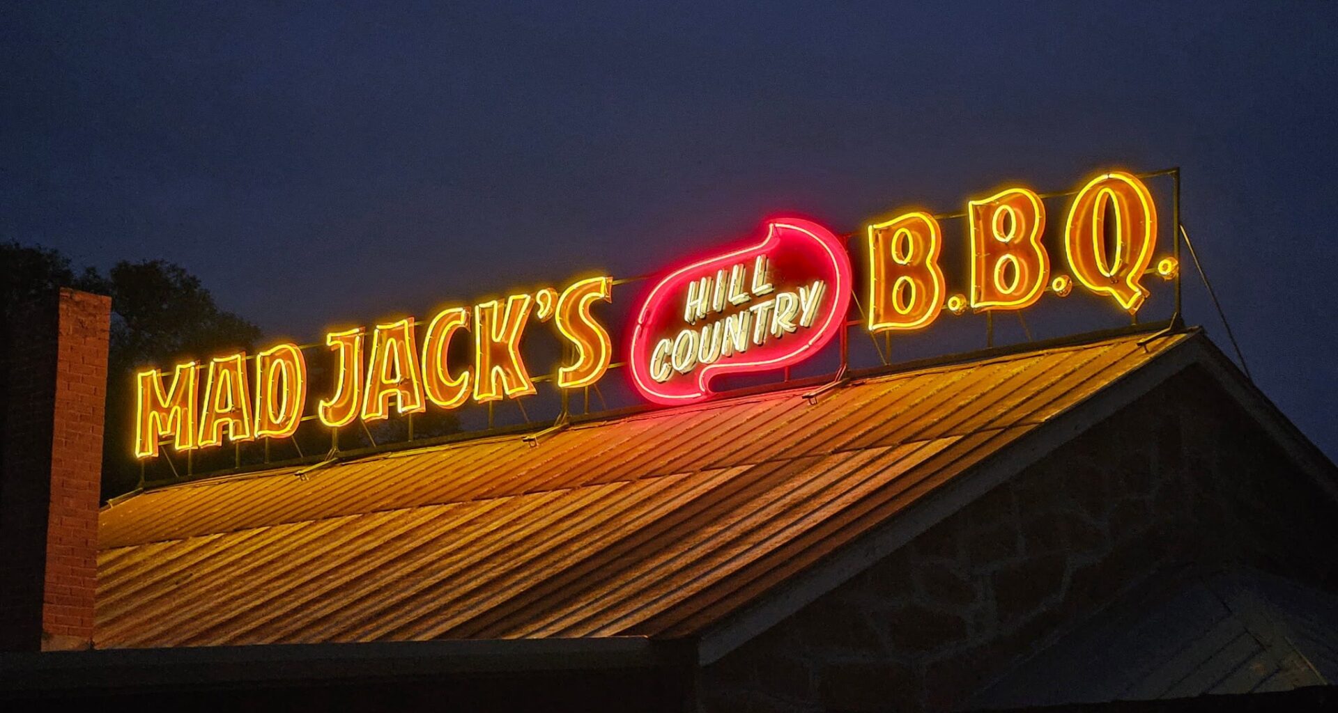 Signs have been installed at Mad Jack's Hill Country Barbecue in Johnson City.