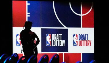 People attend the NBA basketball draft lottery in Chicago, Sunday, May 10, 2026. (AP Photo/Nam Y. Huh)