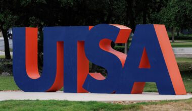A University of Texas at San Antonio sign on campus is pictured on Thursday, Aug. 21, 2025.