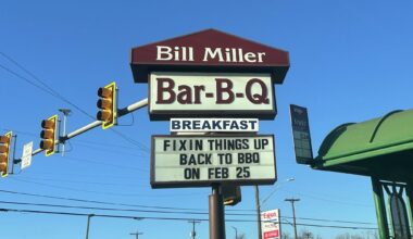 Sign outside of Bill Miller Bar-B-Q on Culebra Road.