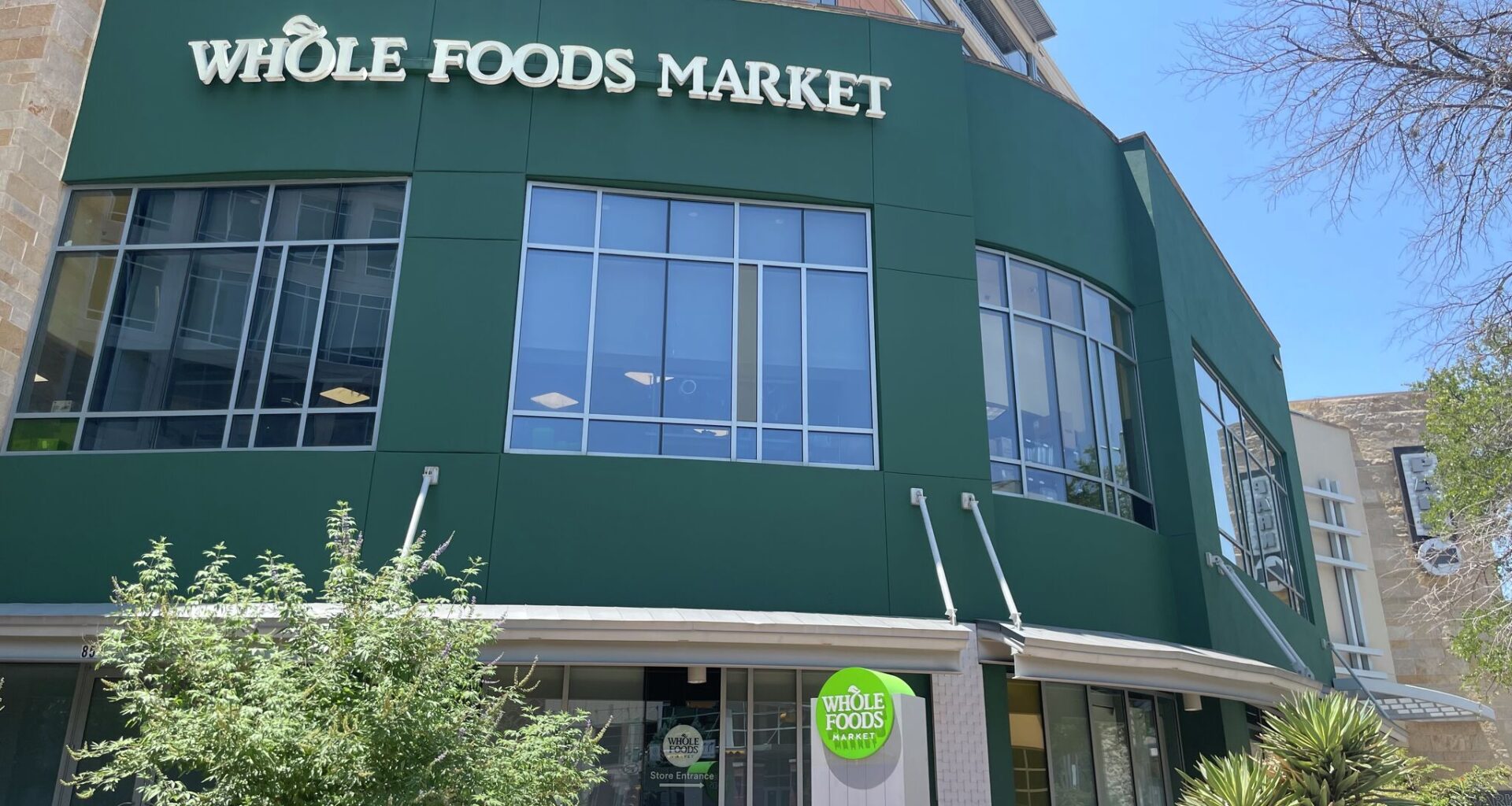 The exterior of Whole Foods in downtown Austin, Texas.